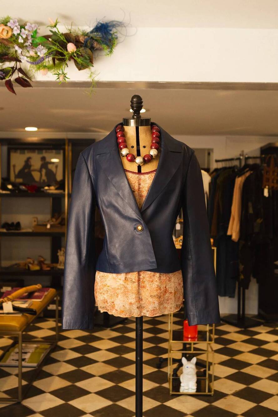 NEW IRIS SETLAKWE women's leather jacket in midnight blue